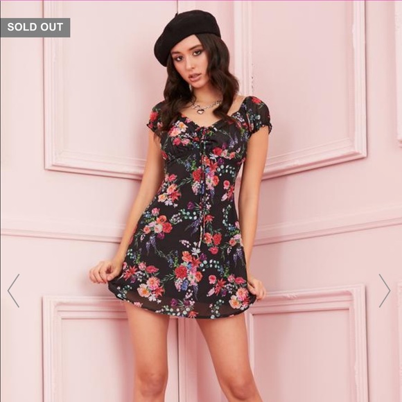 Dollskill Floral Black Mesh Dress - Picture 2 of 6